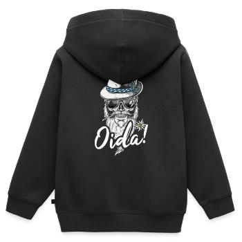Oida! Bayern Wien bayrischer wiener Dialekt Tracht - Kinder Premium Organic Zip Hoodie - Schwarz - Hinten - AI Model Kid Male (0cm)