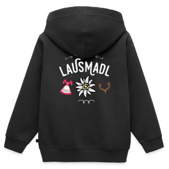 Lausmadl Ersatz Tracht bayrisches Madl Mei Dirndl - Kinder Premium Organic Zip Hoodie - Schwarz - Hinten - AI Model Kid Male (0cm)