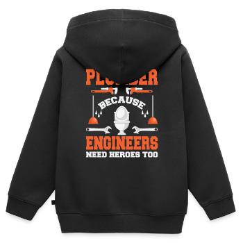 Plombier drôle de plomberie - Sweat Premium à capuche zippé enfant bio - noir - Dos - AI Model Kid Male (0cm)