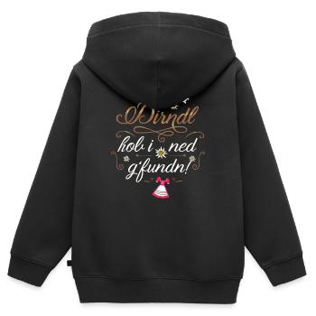 Trachtenshirt Dirndl Ersatz Trachten Sprüche - Kinder Premium Organic Zip Hoodie - Schwarz - Hinten - AI Model Kid Male (0cm)