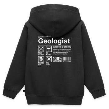 Géologue composition cadeau pour les géologues - Sweat Premium à capuche zippé enfant bio - noir - Dos - AI Model Kid Male (0cm)