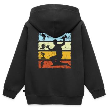 Rétro Vintage Géologiste Géology Stone Sunset - Sweat Premium à capuche zippé enfant bio - noir - Dos - AI Model Kid Male (0cm)