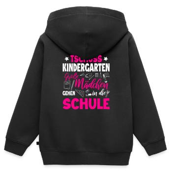 Schulanfang - Kinder Premium Organic Zip Hoodie - Schwarz - Hinten - AI Model Kid Male (0cm)