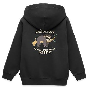 Schulabschluss Hauptschule Realschule Faultier - Kinder Premium Organic Zip Hoodie - Schwarz - Hinten - AI Model Kid Male (0cm)