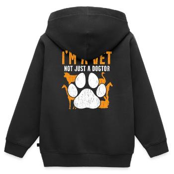 Je ne suis pas seulement dogtor. - Sweat Premium à capuche zippé enfant bio - noir - Dos - AI Model Kid Male (0cm)