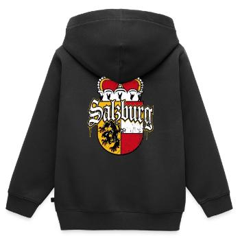 Salzburg Wappen Salzburger Patriot - Kinder Premium Organic Zip Hoodie - Schwarz - Hinten - AI Model Kid Male (0cm)