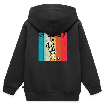 Ich bin schon 7 | 7. Geburtstag Jungen Fussball - Kinder Premium Organic Zip Hoodie - Schwarz - Hinten - AI Model Kid Male (0cm)