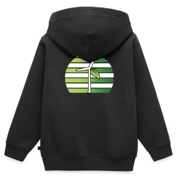 Éoliennes - Sweat Premium à capuche zippé enfant bio - noir - Dos - AI Model Kid Male (0cm)