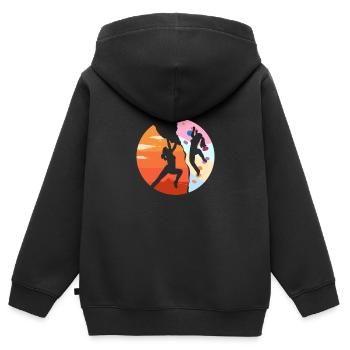 Grimpeuse grimpeuse grimpeur sport - Sweat Premium à capuche zippé enfant bio - noir - Dos - AI Model Kid Male (0cm)