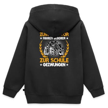 Zum Traktor Fahren Geboren Zur Schule Gezwungen - Kinder Premium Organic Zip Hoodie - Schwarz - Hinten - AI Model Kid Male (0cm)