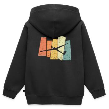 Rétro planeur rétro planeur planeur planeur - Sweat Premium à capuche zippé enfant bio - noir - Dos - AI Model Kid Male (0cm)