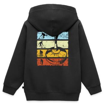 Bâton Shooting Cane Sport Curling Rétro Vintage - Sweat Premium à capuche zippé enfant bio - noir - Dos - AI Model Kid Male (0cm)