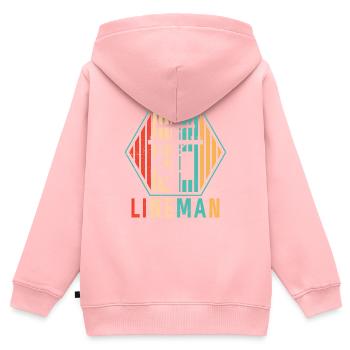 Câble électrique Retro Lineman - Sweat Premium à capuche zippé enfant bio - rose - Dos - AI Model Kid Female (0cm)