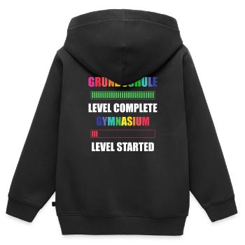 Grundschule Level Complete Gymnasium Level Started - Kinder Premium Organic Zip Hoodie - Schwarz - Hinten - AI Model Kid Male (0cm)