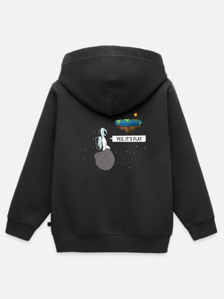 Yes It’s Flat astronaute Lune Flat Earth Society - Sweat Premium à capuche zippé enfant bio - noir