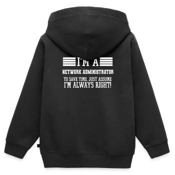 Netzwerkadministrator Geschenk, Ich bin ein Netzwerk - Kinder Premium Organic Zip Hoodie - Schwarz - Hinten - AI Model Kid Male (0cm)