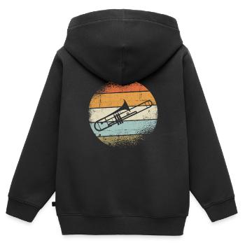 Posaunen Instrument - Kinder Premium Organic Zip Hoodie - Schwarz - Hinten - AI Model Kid Male (0cm)