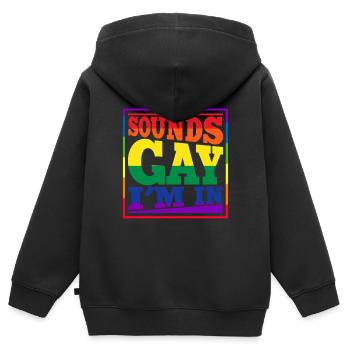 Sounds Gay I m in - Sweat Premium à capuche zippé enfant bio - noir - Dos - AI Model Kid Male (0cm)