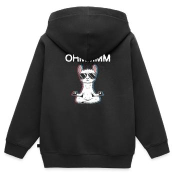 OHMMM Meditation Lama yoga - Kinder Premium Organic Zip Hoodie - Schwarz - Hinten - AI Model Kid Male (0cm)