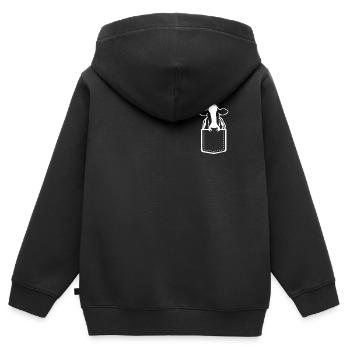 Kuh in Brusttasche Bauer Landwirt Kühe - Kinder Premium Organic Zip Hoodie - Schwarz - Hinten - AI Model Kid Male (0cm)