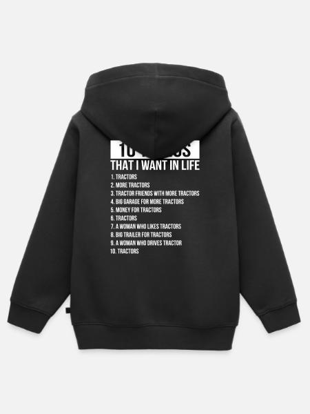 Things I Want In My Life Traktor Trecker - Premium børne zip-hættetrøje økologisk - sort