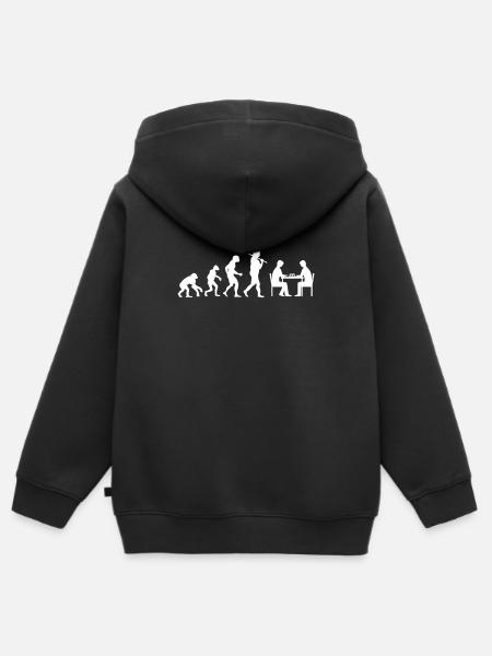 Evolution Schach - Premium børne zip-hættetrøje økologisk - sort