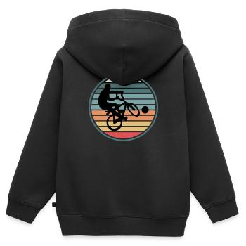 Radball Sport Fahrrad - Kinder Premium Organic Zip Hoodie - Schwarz - Hinten - AI Model Kid Male (0cm)