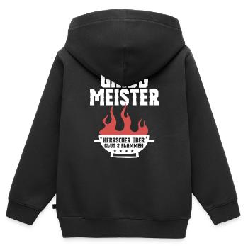 Grillmeister Grillen Grill Barbecue BBQ Fleisch - Kinder Premium Organic Zip Hoodie - Schwarz - Hinten - AI Model Kid Male (0cm)