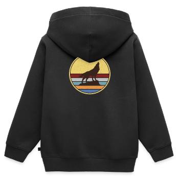 Wolf Rudel Tier Wölfe - Kinder Premium Organic Zip Hoodie - Schwarz - Hinten - AI Model Kid Male (0cm)