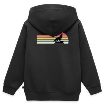 Wolf Rudel Tier Wölfe - Kinder Premium Organic Zip Hoodie - Schwarz - Hinten - AI Model Kid Male (0cm)