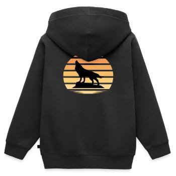 Wolf Rudel Tier Wölfe - Kinder Premium Organic Zip Hoodie - Schwarz - Hinten - AI Model Kid Male (0cm)