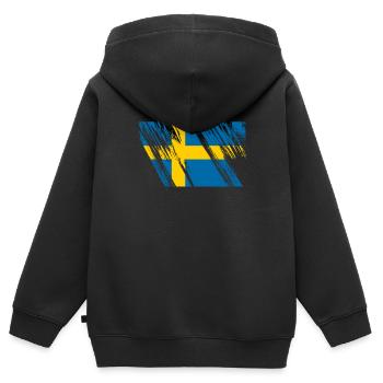 Schweden - Kinder Premium Organic Zip Hoodie - Schwarz - Hinten - AI Model Kid Male (0cm)