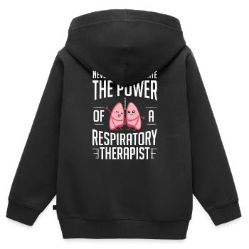 Atemtherapeut Atmung Lungenarzt Pneumologie Lunge - Kinder Premium Organic Zip Hoodie - Schwarz - Hinten - AI Model Kid Male (0cm)