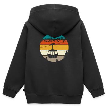 Téléphérique téléphérique retro couleurs vintage - Sweat Premium à capuche zippé enfant bio - noir - Dos - AI Model Kid Male (0cm)