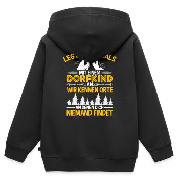 Dorf Sprüche für Dorfkinder Geschenk Dorffest - Kinder Premium Organic Zip Hoodie - Schwarz - Hinten - AI Model Kid Male (0cm)