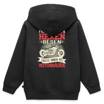Bikerin Geschenk Früher Hatten Hexen Besen Bike - Kinder Premium Organic Zip Hoodie - Schwarz - Hinten - AI Model Kid Male (0cm)
