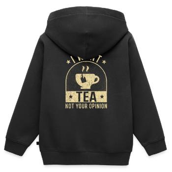Thé amateur de thé Cadeaux Thé Rengaine - Sweat Premium à capuche zippé enfant bio - noir - Dos - AI Model Kid Male (0cm)