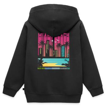 Miami Beach Skyline - Vue sur la plage de La Floride - Sweat Premium à capuche zippé enfant bio - noir - Dos - AI Model Kid Male (0cm)