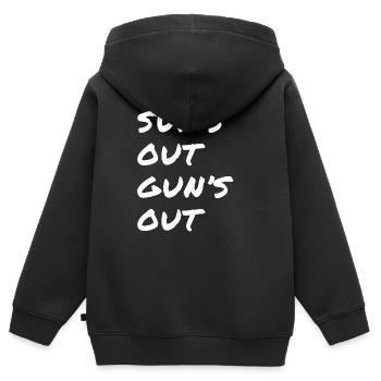 Sun's Out Gun's Out - Kinder Premium Organic Zip Hoodie - Schwarz - Hinten - AI Model Kid Male (0cm)