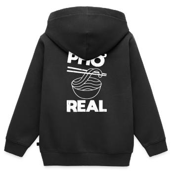 Soupe Pho drôle - Sweat Premium à capuche zippé enfant bio - noir - Dos - AI Model Kid Male (0cm)