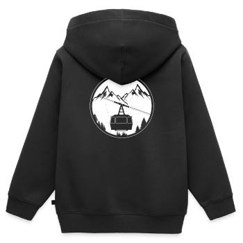 Téléphérique Télécabine téléphérique Rétro Blanc Vintage - Sweat Premium à capuche zippé enfant bio - noir - Dos - AI Model Kid Male (0cm)