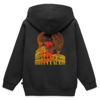 Cesar 1 - Sweat Premium à capuche zippé enfant bio - noir - Dos - AI Model Kid Male (0cm)