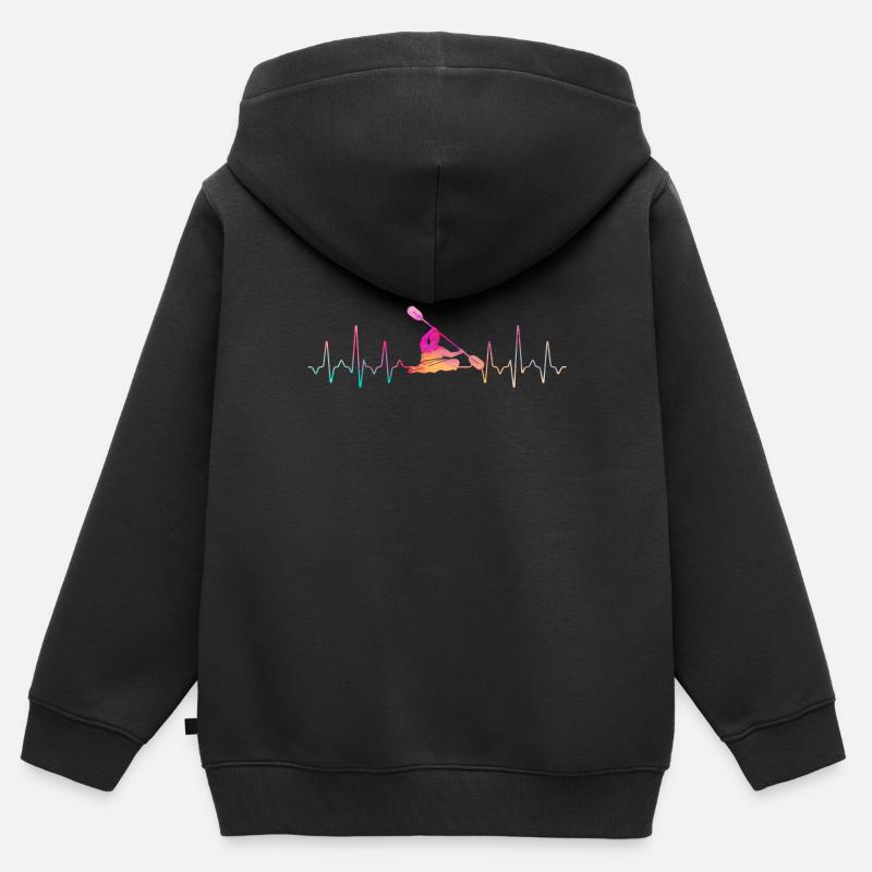 Kayak Heartbeat - Sweat Premium à capuche zippé enfant bio - noir
