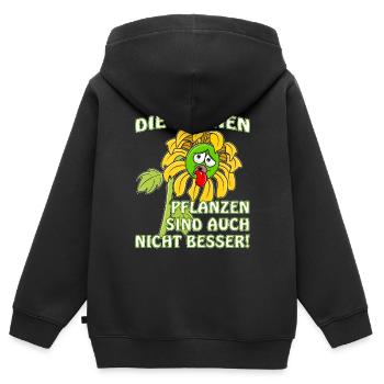 DIE GRÜNEN AUCH NICHT BESSER - Kinder Premium Organic Zip Hoodie - Schwarz - Hinten - AI Model Kid Male (0cm)