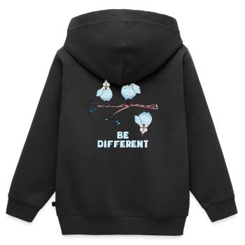 BE DIFFERENT - Kinder Premium Organic Zip Hoodie - Schwarz - Hinten - AI Model Kid Male (0cm)