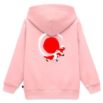 Koi poisson cadeau poisson japonais - Sweat Premium à capuche zippé enfant bio - rose - Dos - AI Model Kid Female (0cm)