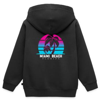 Miami Beach Floride - Vacances en Amérique du Nord - Sweat Premium à capuche zippé enfant bio - noir - Dos - AI Model Kid Male (0cm)