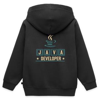 Java Developer Coffee Kaffee - Kids Premium Organic Zip-up Hoodie - black - Back - AI Model Kid Male (0cm)