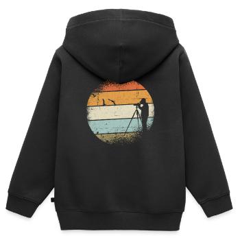 Cadeau ornithologue - Sweat Premium à capuche zippé enfant bio - noir - Dos - AI Model Kid Male (0cm)
