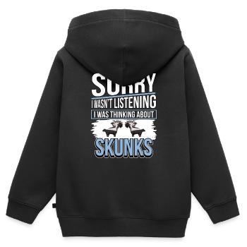 Putois I Ce que thinking About Skunks - Sweat Premium à capuche zippé enfant bio - noir - Dos - AI Model Kid Male (0cm)